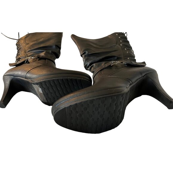 Top Moda Women's Black Lace-Up Heeled Boots Size 9 - Picture 2 of 6